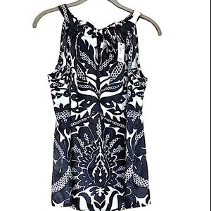 The Limited Ivory and Black Satin Halter Top, M, NWT